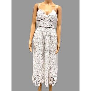 Petal & Pup Women Francheshca Midi White Lace Floral Sleeveless Dress Sz Medium